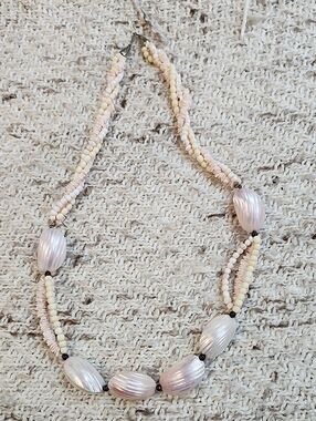 Bohemian Multi-Strand Seashell and Iridescent Seed Bead Statement Necklace